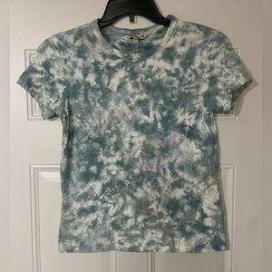 Toad & Co Primo Womens T Shirt Sz XS Blue Tie Dye Pullover Front Pocket Cotton